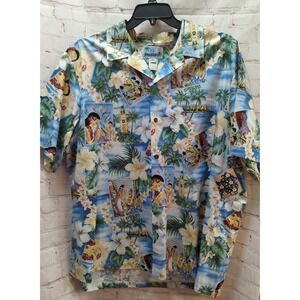 RJC made Hawaii men 2XL button front shirt tropical floral islanders aloha tower
